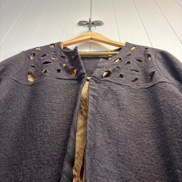 Soft Surroundings Womens Wool Lined Earthy Whimsigoth Boho Cloak Jacket Size L - Picture 7 of 12